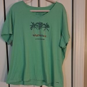 Life Is Good Mint Green Palm Tree Short Sleeve Tee